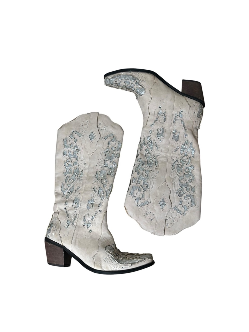 White Cowboy Boots glitter and rhinestones